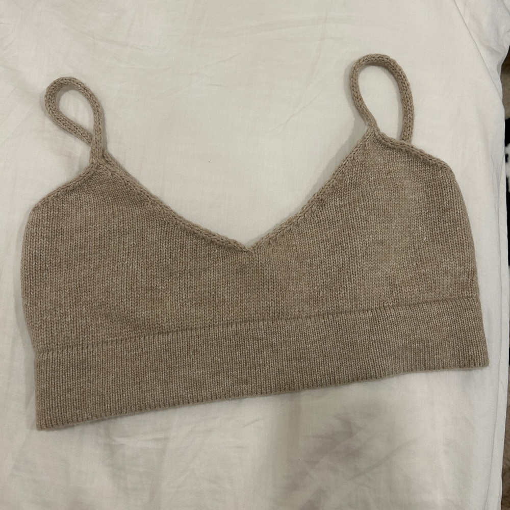 threetimes khaki brown tan bralette top